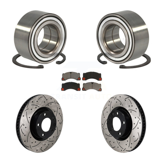 Wheel Bearing Coated Drill Slot Brake Rotor Pad Front Kit For Volkswagen Touareg