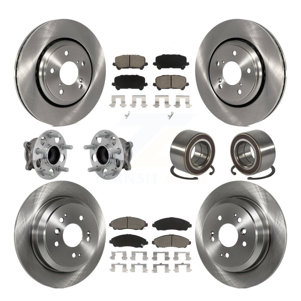 Hub Bearing Brake Rotor Pads Front Rear Kit (10Pc) For 2016-2022 Honda Pilot FWD