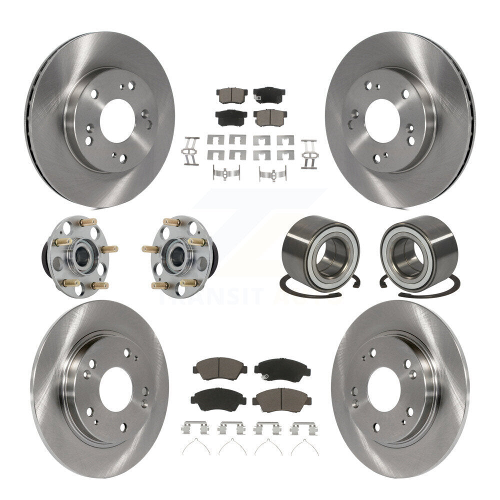 Hub Bearing Disc Brake Rotor Pads Front Rear Kit (10Pc) For 2011-2015 Honda CR-Z