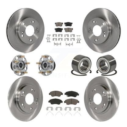 Hub Bearing Disc Brake Rotor Pads Front Rear Kit (10Pc) For 2011-2015 Honda CR-Z