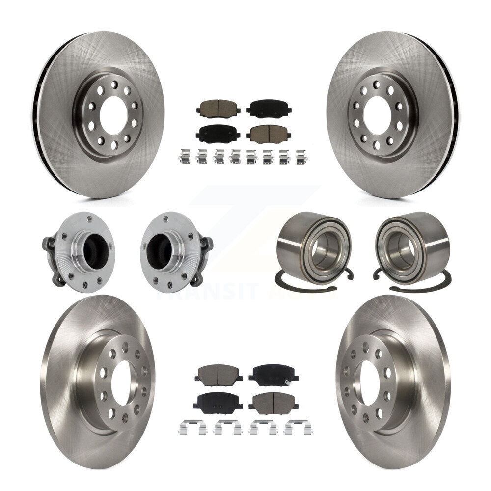 Hub Bearing Brake Rotor & Pads Front Rear Kit (10Pc) For 2016-2018 Fiat 500X FWD