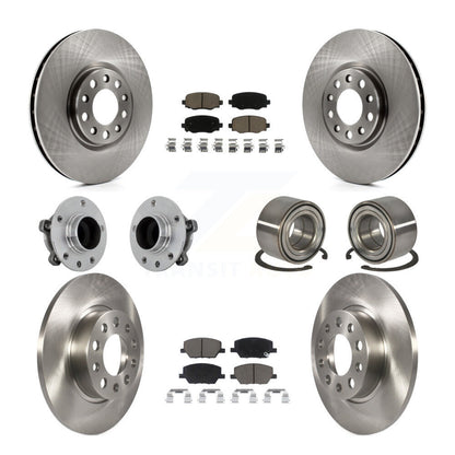 Hub Bearing Brake Rotor & Pads Front Rear Kit (10Pc) For 2016-2018 Fiat 500X FWD