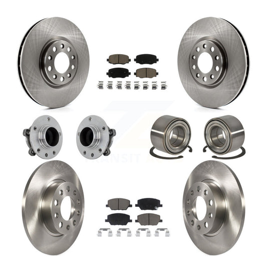 Hub Bearing Brake Rotor & Pads Front Rear Kit (10Pc) For 2016-2018 Fiat 500X FWD