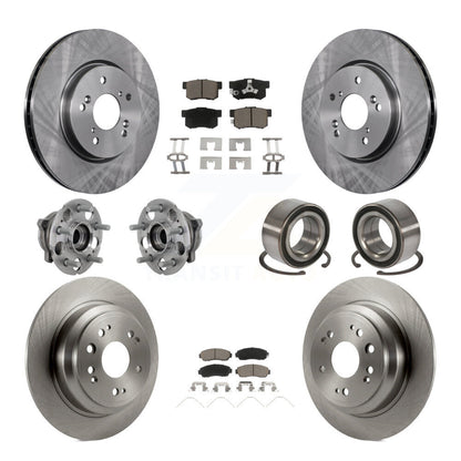 Hub Bearing Brake Rotor Pad Front Rear Kit (10Pc) For Honda Crosstour Accord AWD