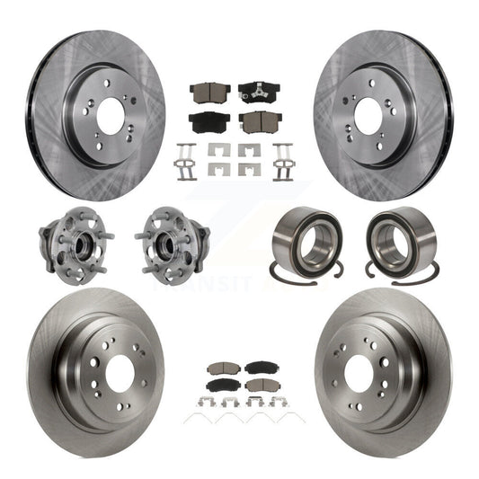 Hub Bearing Brake Rotor Pad Front Rear Kit (10Pc) For Honda Crosstour Accord AWD