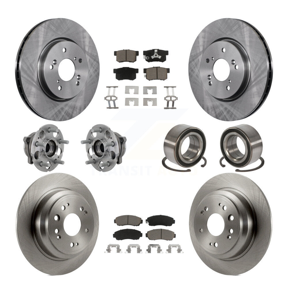 Hub Bearing Brake Rotor Pad Front Rear Kit (10Pc) For Honda Accord Crosstour AWD