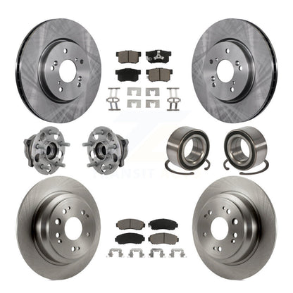 Hub Bearing Brake Rotor Pad Front Rear Kit (10Pc) For Honda Accord Crosstour AWD