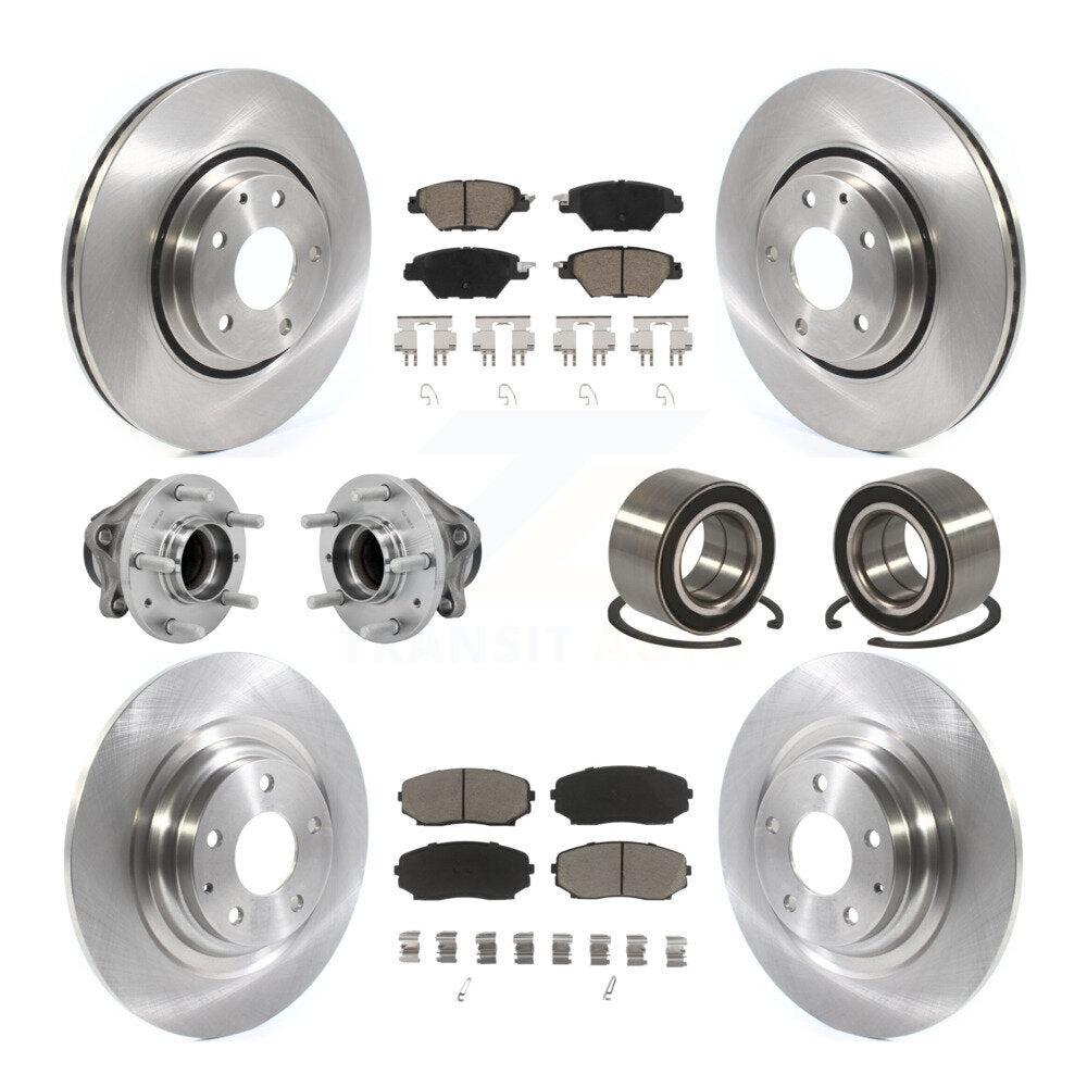 Hub Bearing Brake Rotor & Pad Front Rear Kit (10Pc) For 2016-2018 Mazda CX-9 FWD