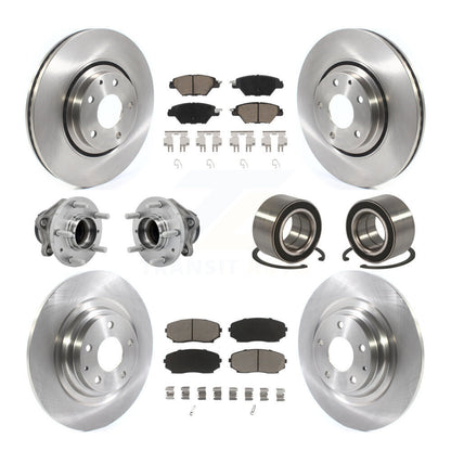 Hub Bearing Brake Rotor & Pad Front Rear Kit (10Pc) For 2016-2018 Mazda CX-9 FWD