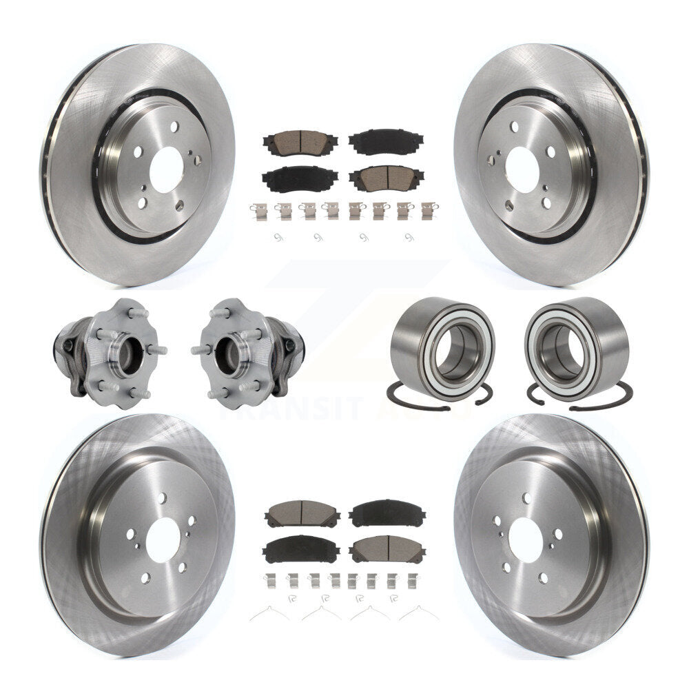 Hub Bearing Disc Brake Rotor Pads Front Rear Kit (10Pc) For 2016 Lexus RX350 FWD