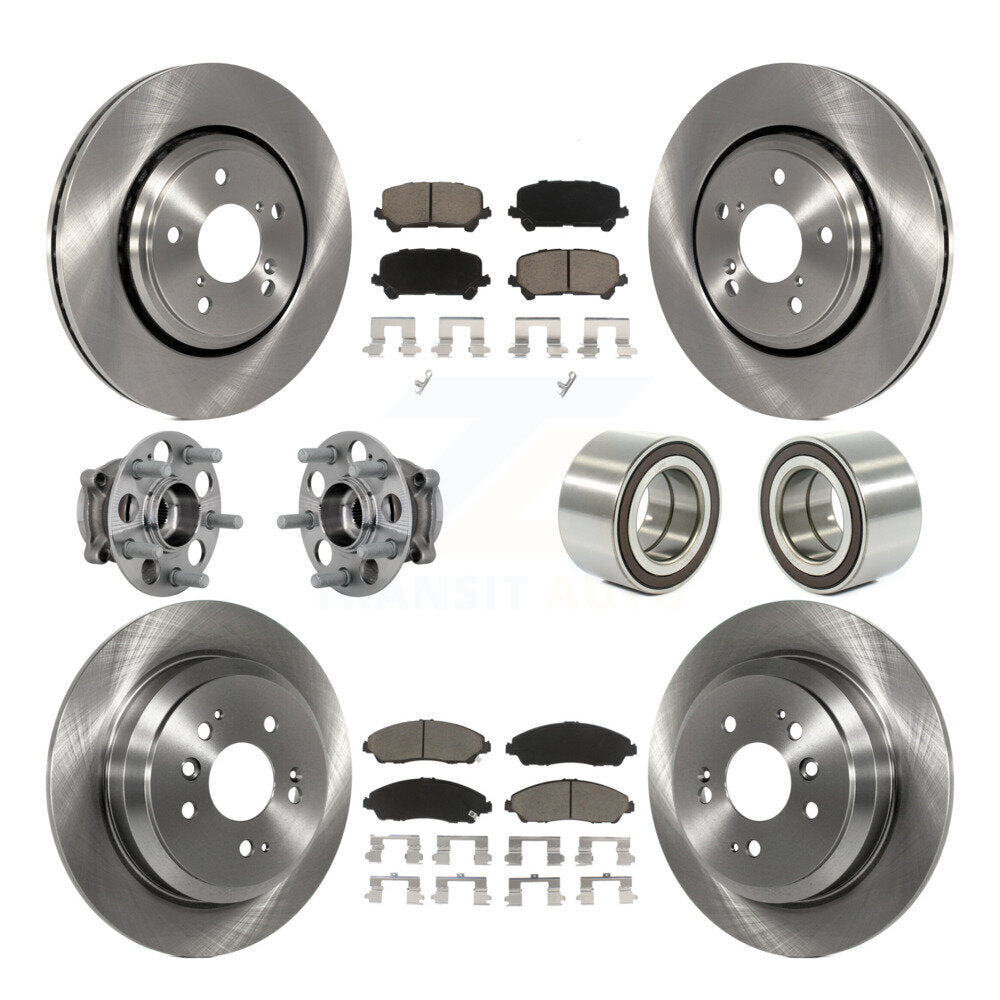 Hub Bearing Brake Rotor Pads Front Rear Kit (10Pc) For 17-19 Honda Ridgeline AWD