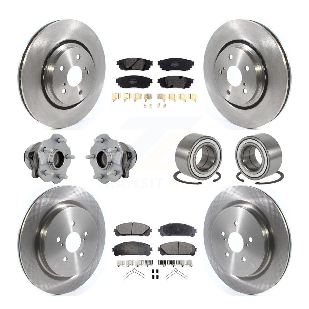 Hub Bearing Disc Brake Rotor Pads Front Rear Kit (10Pc) For 2016 Lexus RX350 FWD