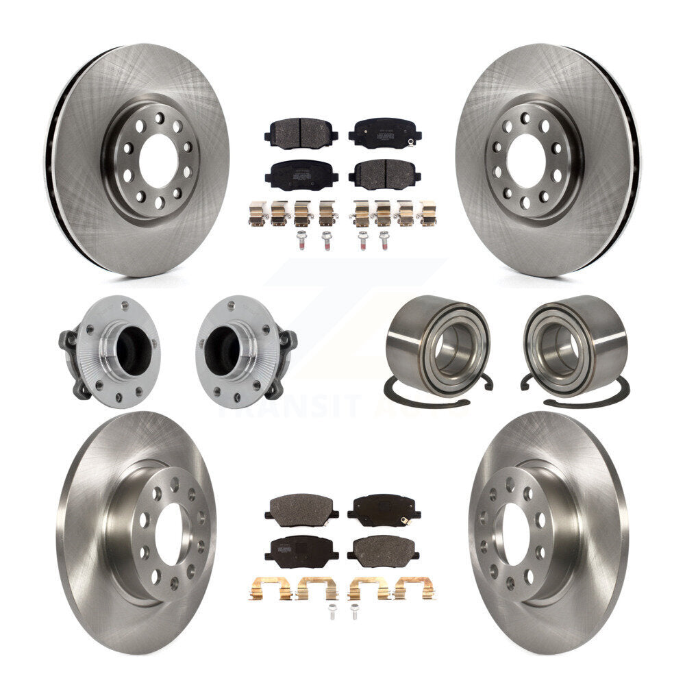 Hub Bearing Brake Rotor & Pads Front Rear Kit (10Pc) For 2016-2018 Fiat 500X FWD