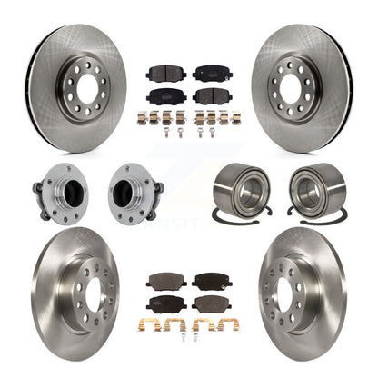 Hub Bearing Brake Rotor & Pads Front Rear Kit (10Pc) For 2016-2018 Fiat 500X FWD