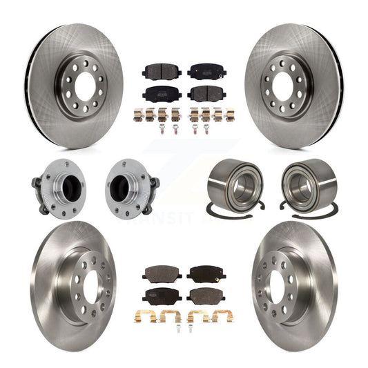 Hub Bearing Brake Rotor & Pads Front Rear Kit (10Pc) For 2016-2018 Fiat 500X FWD