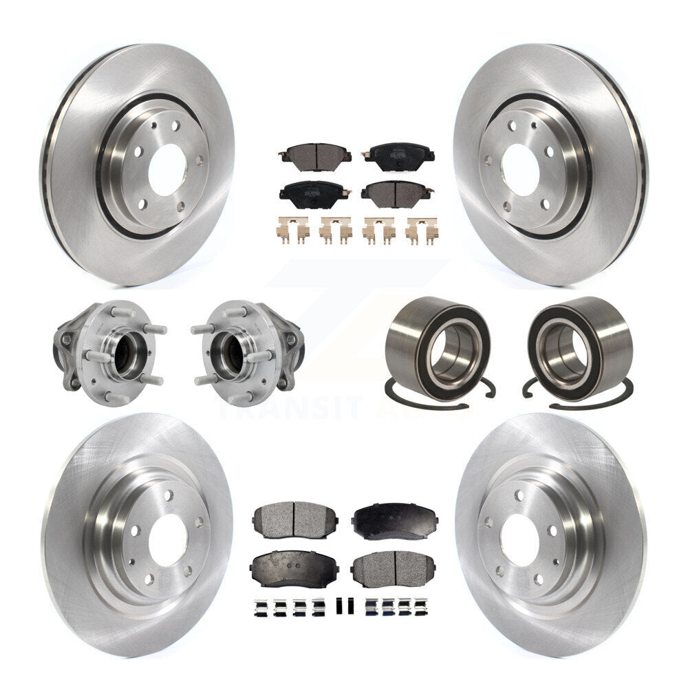 Hub Bearing Brake Rotor & Pad Front Rear Kit (10Pc) For 2016-2018 Mazda CX-9 FWD