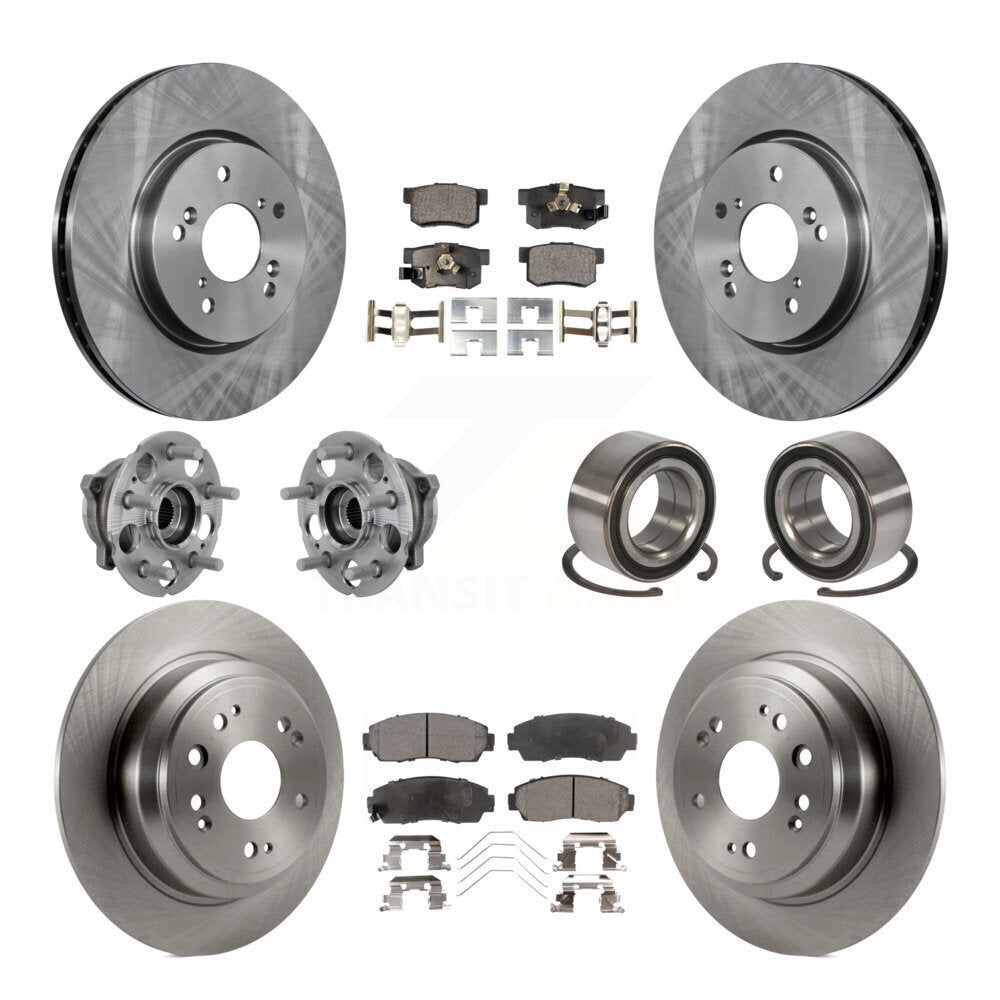 Hub Bearing Brake Rotor Pad Front Rear Kit (10Pc) For Honda Crosstour Accord AWD