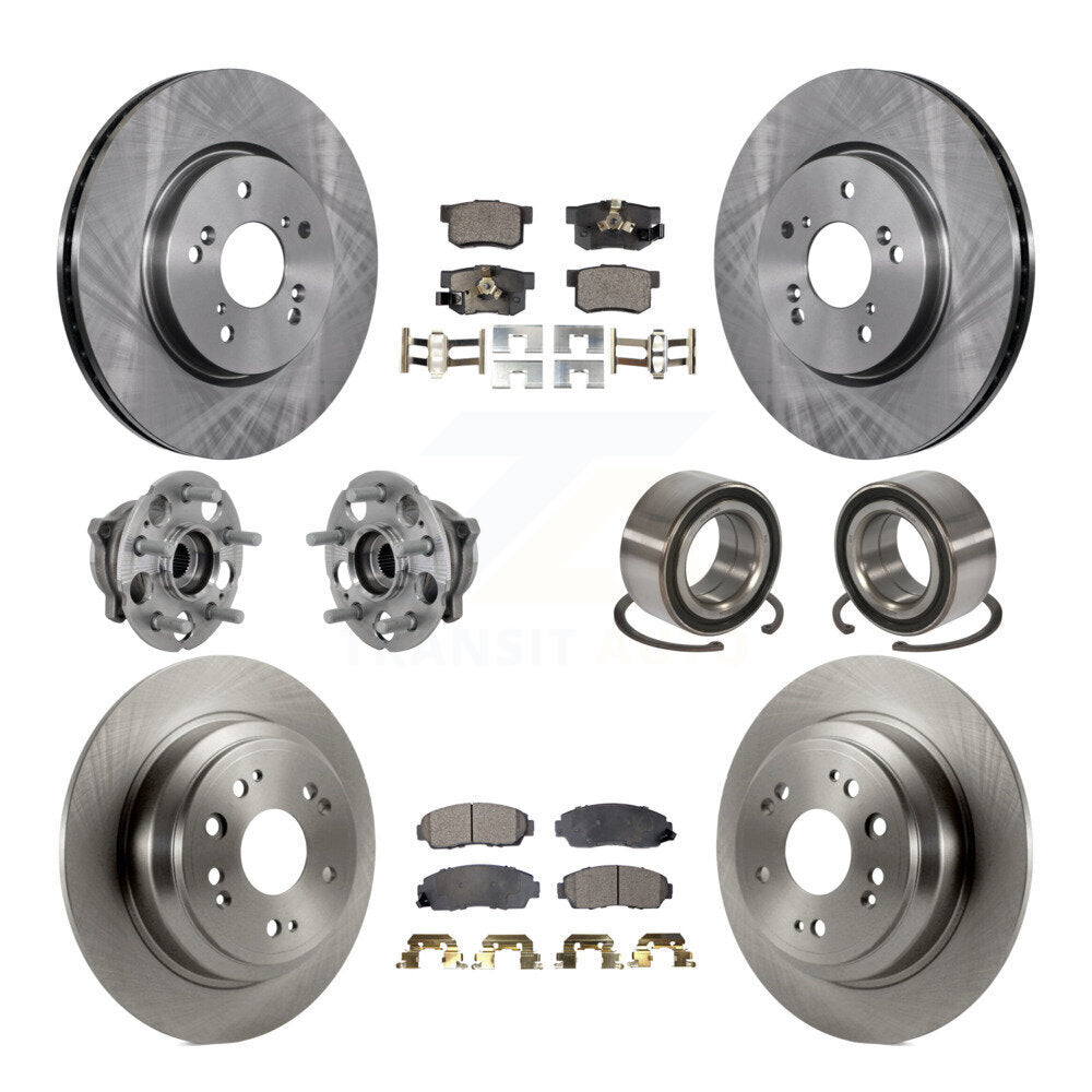 Hub Bearing Brake Rotor Pad Front Rear Kit (10Pc) For Honda Accord Crosstour AWD