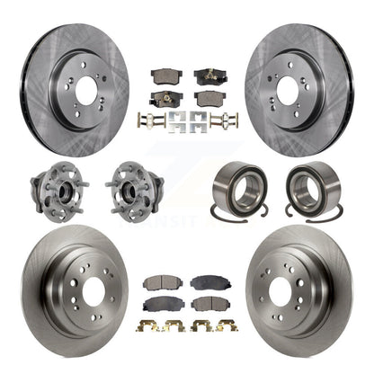 Hub Bearing Brake Rotor Pad Front Rear Kit (10Pc) For Honda Accord Crosstour AWD