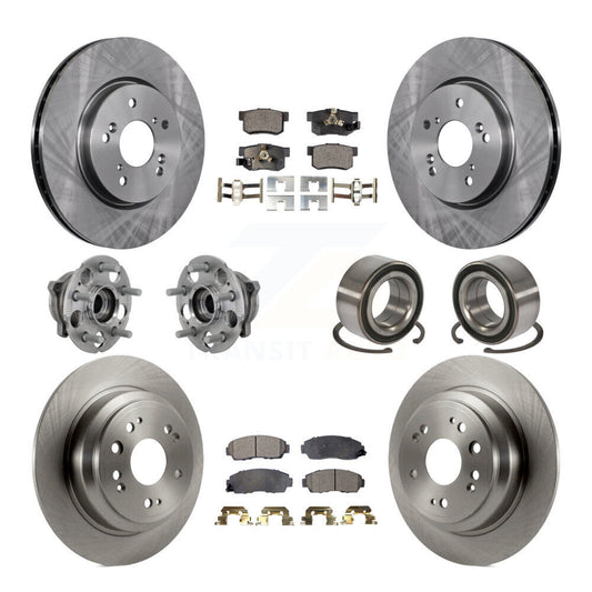 Hub Bearing Brake Rotor Pad Front Rear Kit (10Pc) For Honda Accord Crosstour AWD