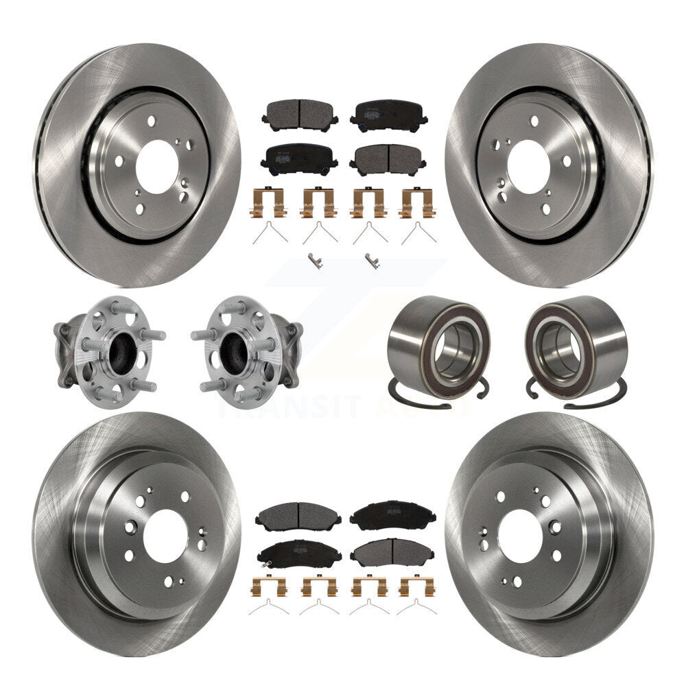 Hub Bearing Brake Rotor Pads Front Rear Kit (10Pc) For 2016-2022 Honda Pilot FWD