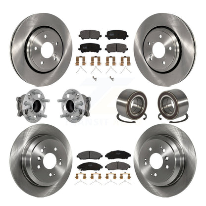 Hub Bearing Brake Rotor Pads Front Rear Kit (10Pc) For 2016-2022 Honda Pilot FWD