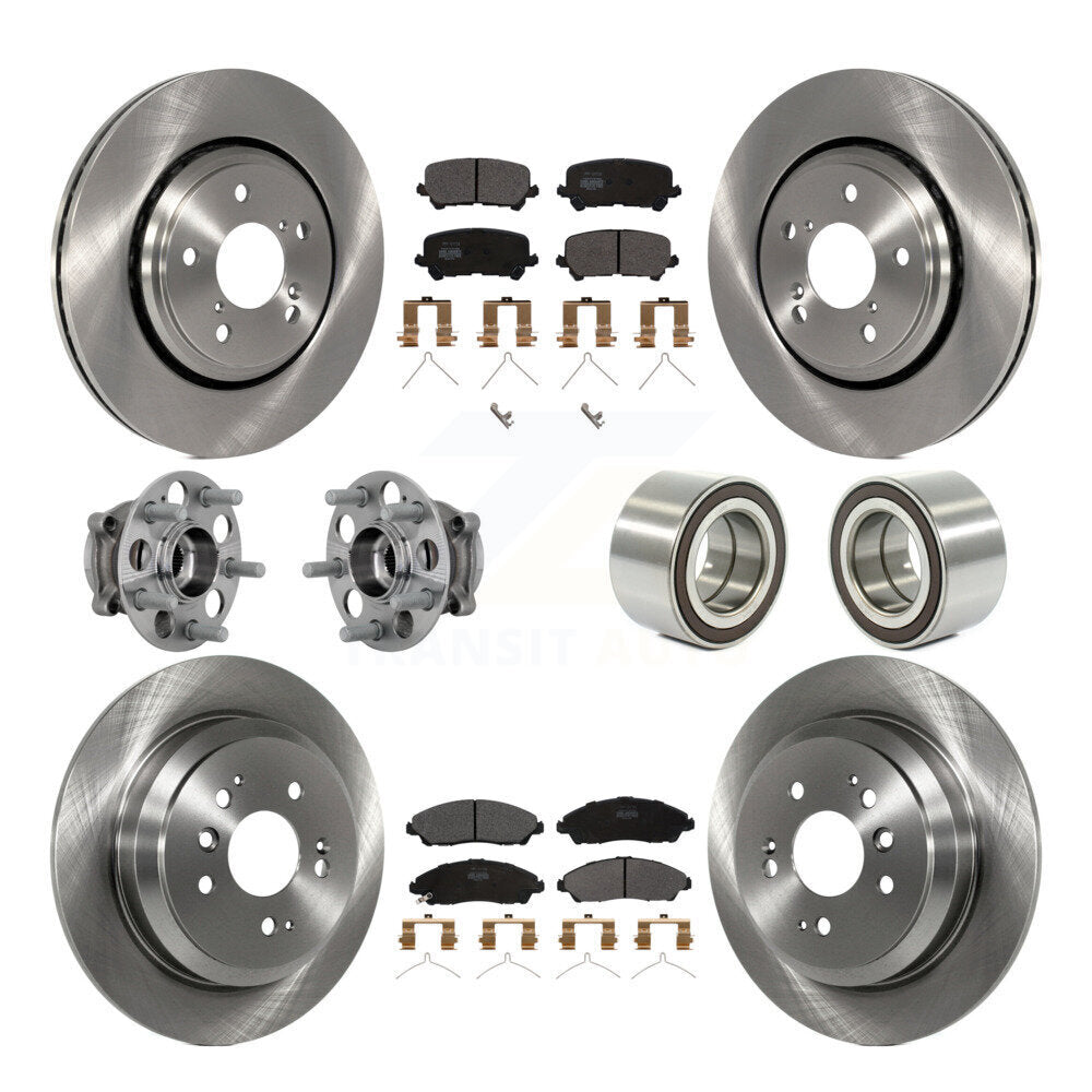 Hub Bearing Brake Rotor Pads Front Rear Kit (10Pc) For 17-19 Honda Ridgeline AWD