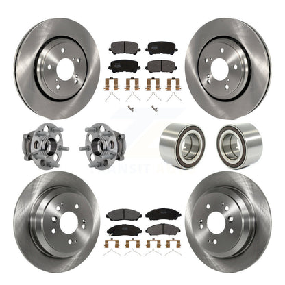 Hub Bearing Brake Rotor Pads Front Rear Kit (10Pc) For 17-19 Honda Ridgeline AWD