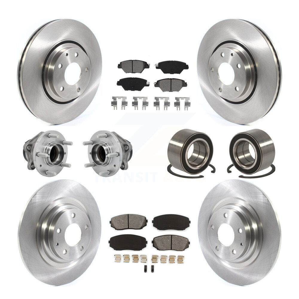Hub Bearing Brake Rotor & Pad Front Rear Kit (10Pc) For 2016-2018 Mazda CX-9 FWD