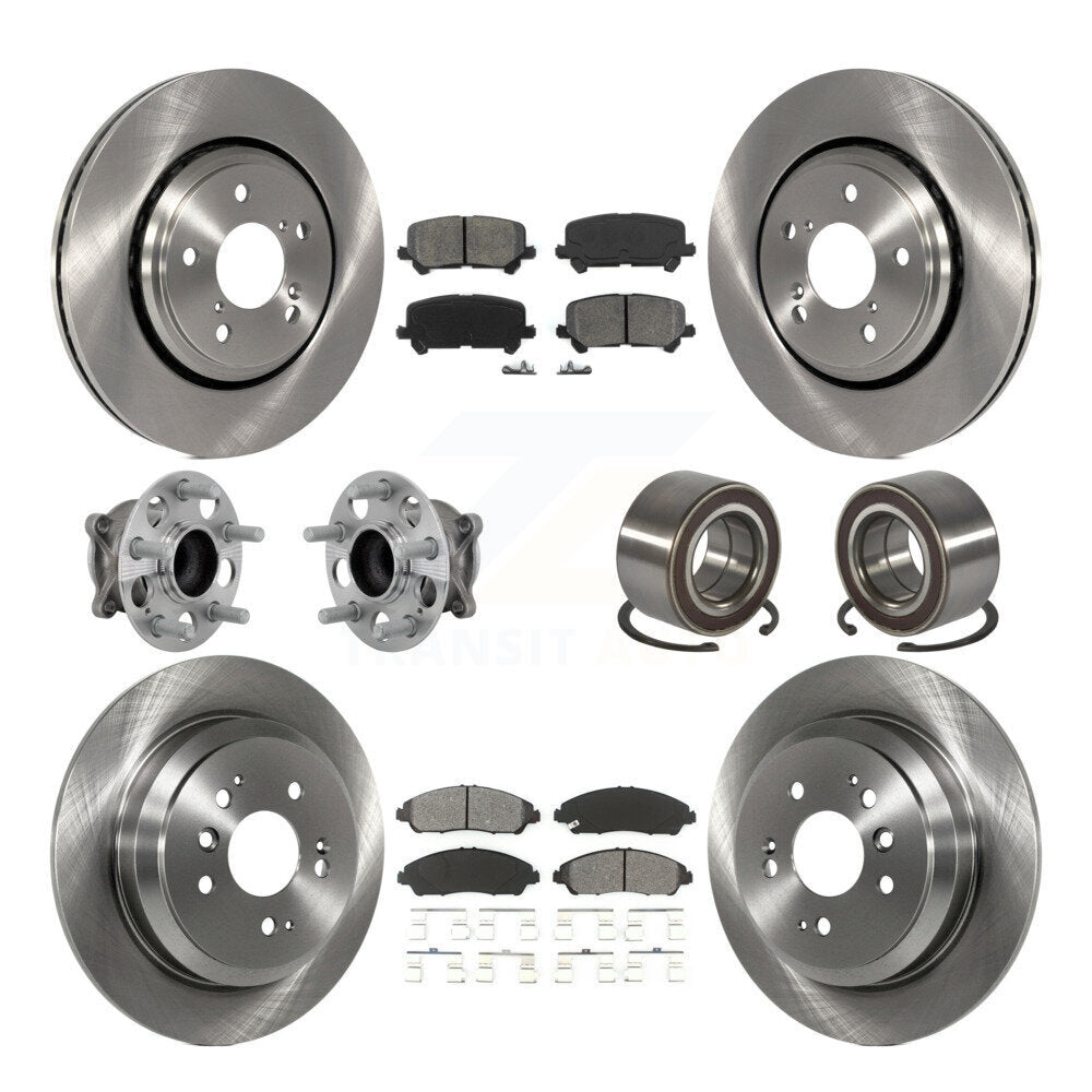 Hub Bearing Brake Rotor Pads Front Rear Kit (10Pc) For 2016-2022 Honda Pilot FWD