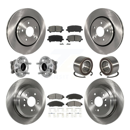 Hub Bearing Brake Rotor Pads Front Rear Kit (10Pc) For 2016-2022 Honda Pilot FWD