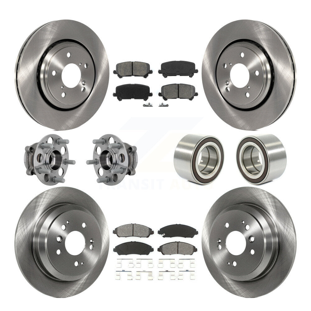 Hub Bearing Brake Rotor Pads Front Rear Kit (10Pc) For 17-19 Honda Ridgeline AWD