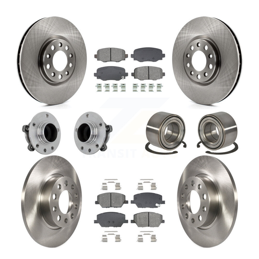 Hub Bearing Brake Rotor & Pads Front Rear Kit (10Pc) For 2016-2018 Fiat 500X FWD