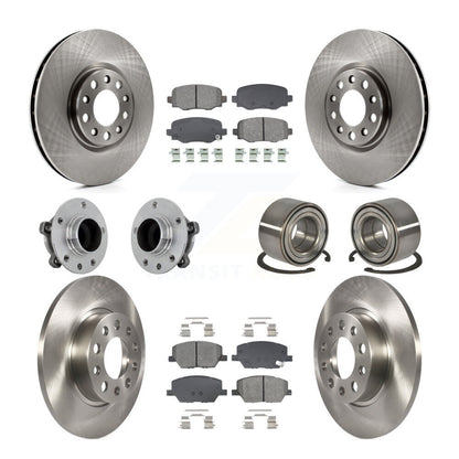 Hub Bearing Brake Rotor & Pads Front Rear Kit (10Pc) For 2016-2018 Fiat 500X FWD