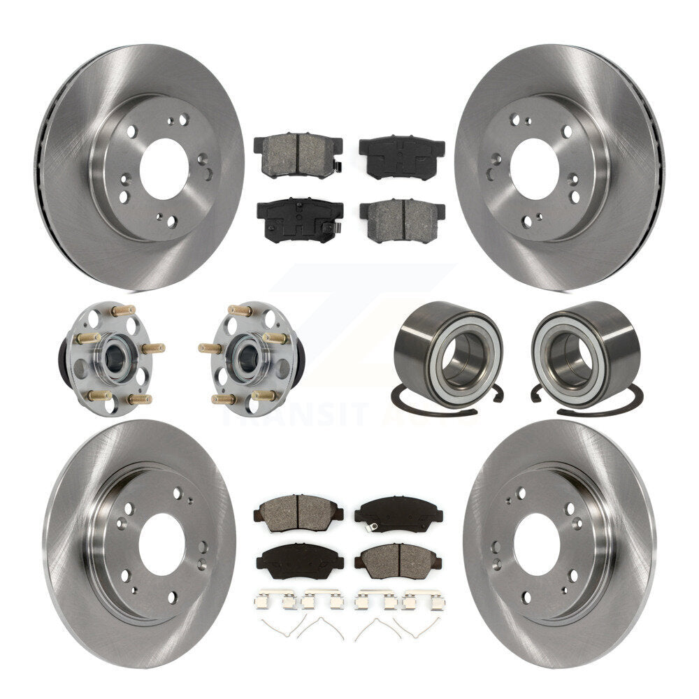 Hub Bearing Disc Brake Rotor Pads Front Rear Kit (10Pc) For 2011-2015 Honda CR-Z