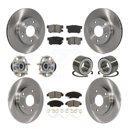 Hub Bearing Disc Brake Rotor Pads Front Rear Kit (10Pc) For 2011-2015 Honda CR-Z