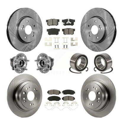 Hub Bearing Brake Rotor Pad Front Rear Kit (10Pc) For Honda Crosstour Accord AWD