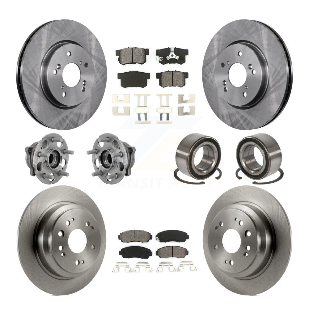 Hub Bearing Brake Rotor Pad Front Rear Kit (10Pc) For Honda Accord Crosstour AWD