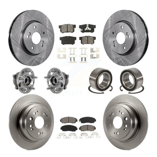 Hub Bearing Brake Rotor Pad Front Rear Kit (10Pc) For Honda Accord Crosstour AWD