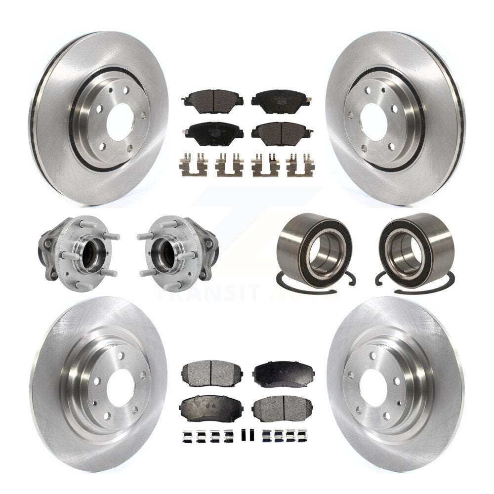 Hub Bearing Brake Rotor & Pad Front Rear Kit (10Pc) For 2016-2018 Mazda CX-9 FWD