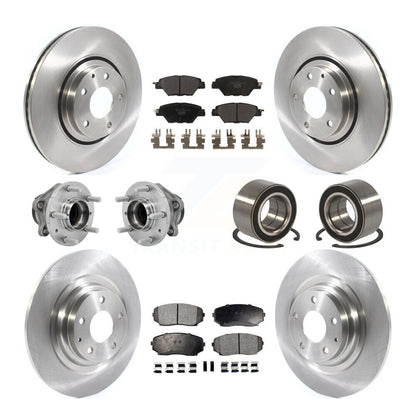 Hub Bearing Brake Rotor & Pad Front Rear Kit (10Pc) For 2016-2018 Mazda CX-9 FWD