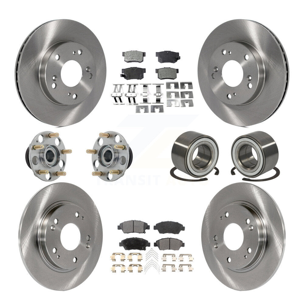 Hub Bearing Disc Brake Rotor Pads Front Rear Kit (10Pc) For 2011-2015 Honda CR-Z