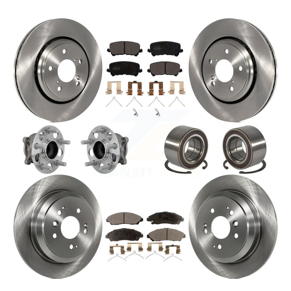 Hub Bearing Brake Rotor Pads Front Rear Kit (10Pc) For 2016-2022 Honda Pilot FWD