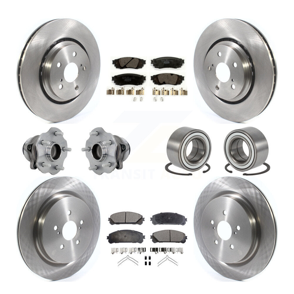 Hub Bearing Disc Brake Rotor Pads Front Rear Kit (10Pc) For 2016 Lexus RX350 FWD