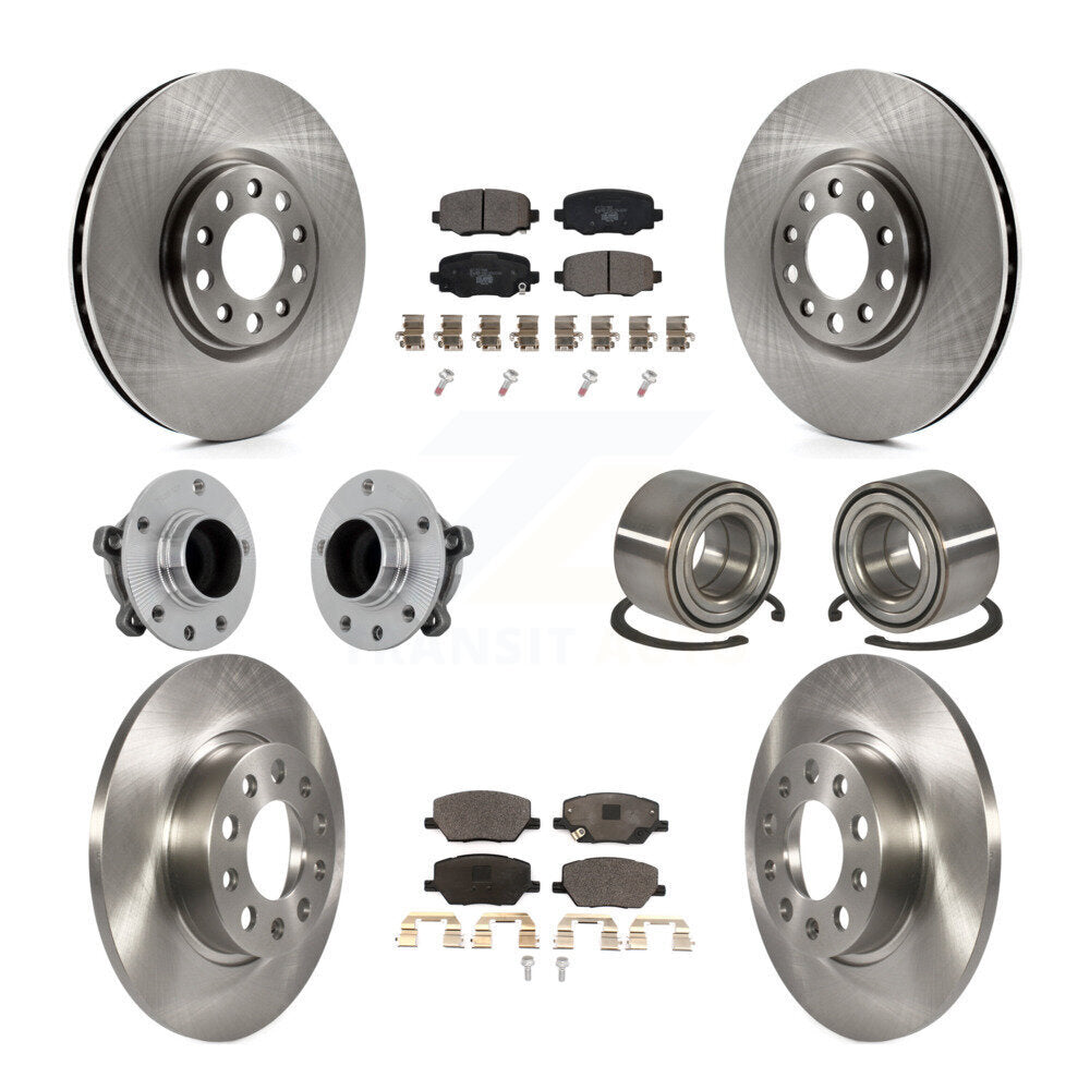 Hub Bearing Brake Rotor & Pads Front Rear Kit (10Pc) For 2016-2018 Fiat 500X FWD