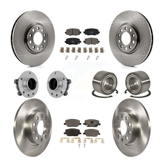 Hub Bearing Brake Rotor & Pads Front Rear Kit (10Pc) For 2016-2018 Fiat 500X FWD