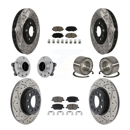 Hub Bearing Coated Brake Rotor Pad Front Rear Kit (10Pc) For 16-18 Fiat 500X FWD