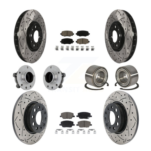 Hub Bearing Coated Brake Rotor Pad Front Rear Kit (10Pc) For 16-18 Fiat 500X FWD
