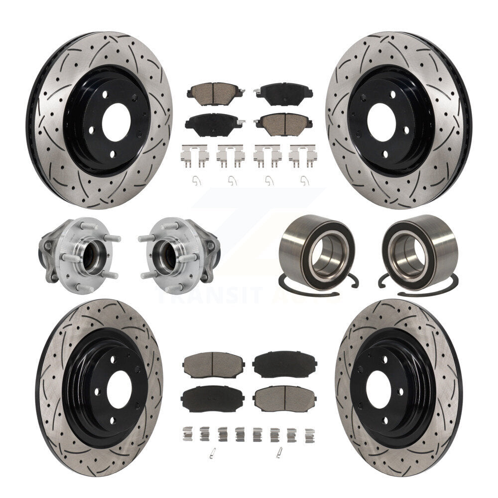 Hub Bearing Coat Brake Rotor Pads Front Rear Kit (10Pc) For 16-18 Mazda CX-9 FWD