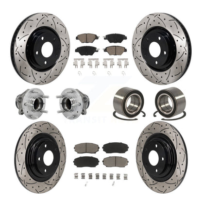 Hub Bearing Coat Brake Rotor Pads Front Rear Kit (10Pc) For 16-18 Mazda CX-9 FWD